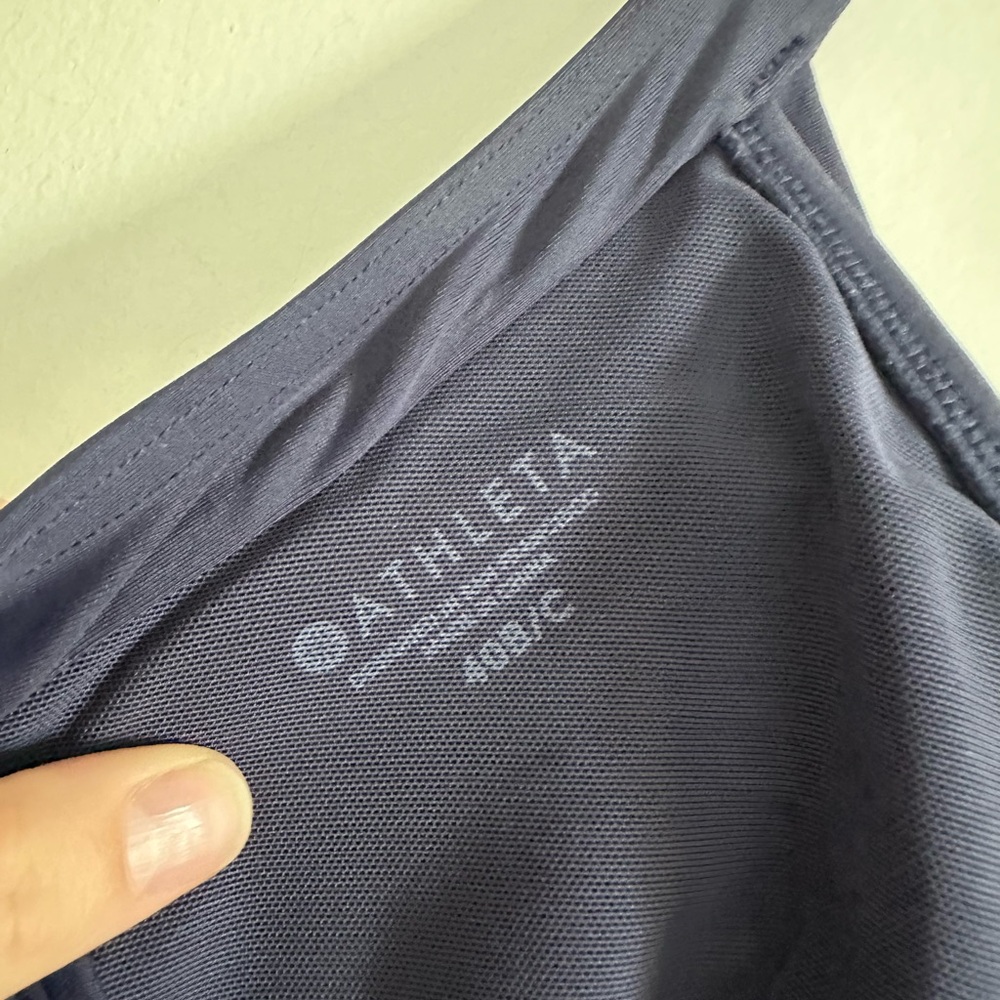 Athleta Navy Blue Wrap Halter Tie Slimming One Piece Swimsuit size 40 B/C EUC - Picture 10 of 12